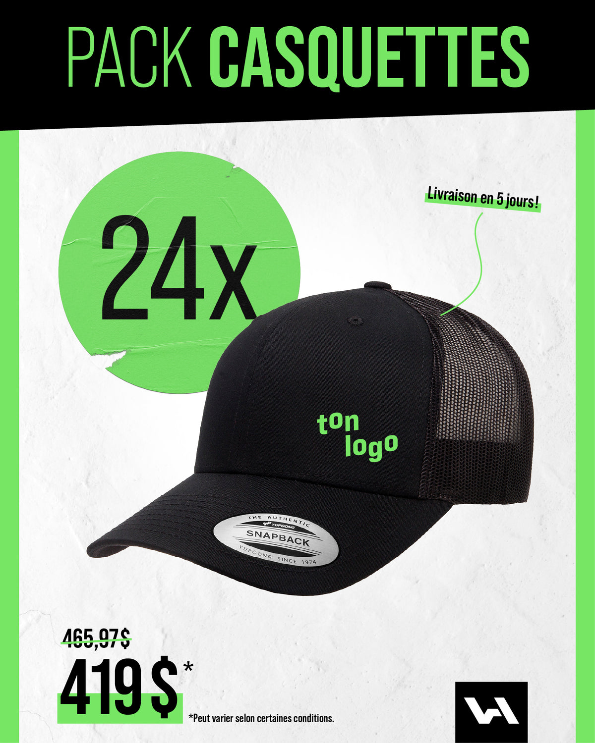Pack 24x Casquettes